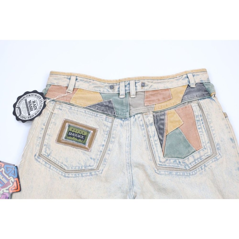 NOS Vtg 90s Streetwear Mens 32x36 Stonewashed Rainbow Baggy Fit Flip Cuff Jeans - Picture 9 of 11